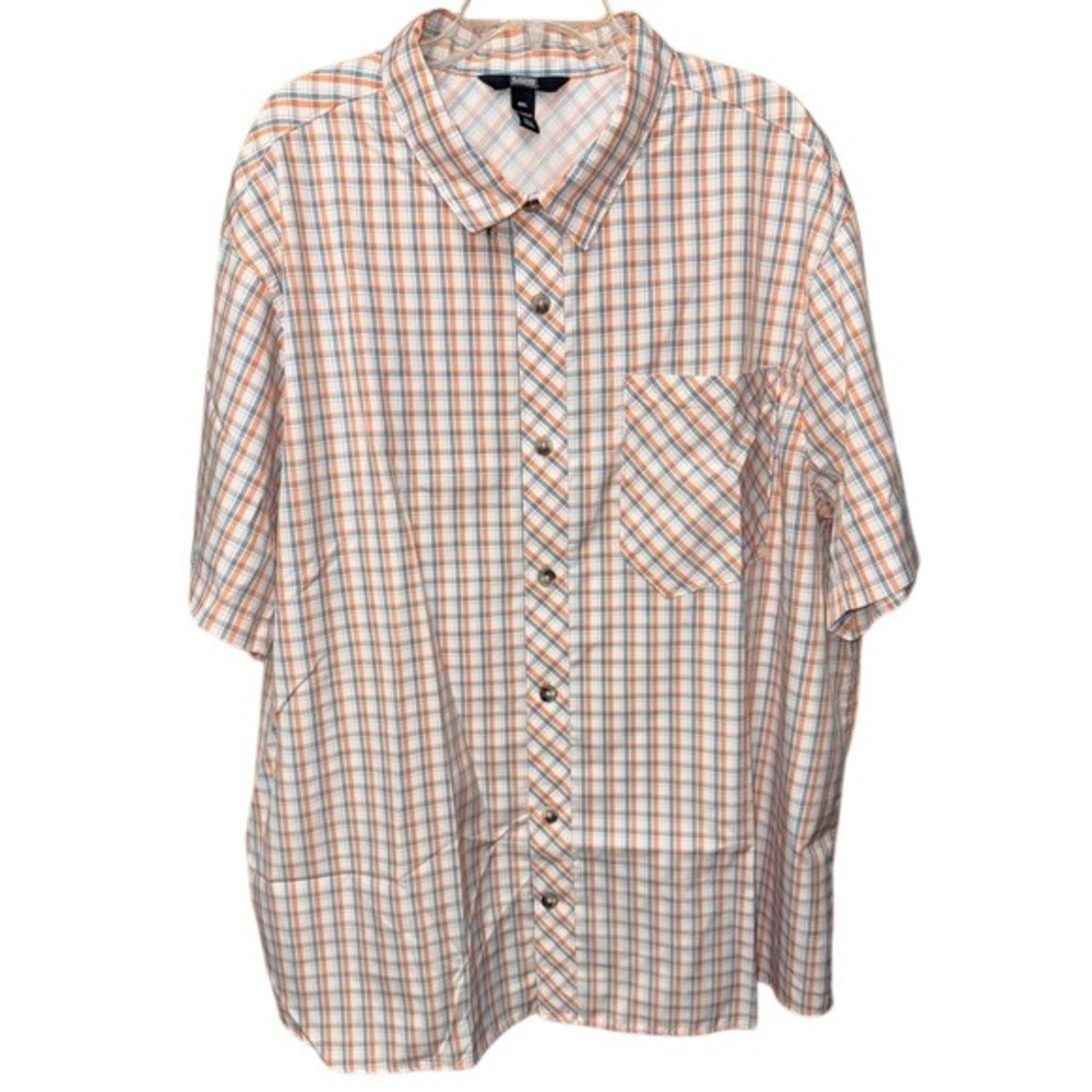 Alaskan Hardgear Shirt‎ Mens 3XL Orange Blue Plaid Snap Button Camping Outdoorsy